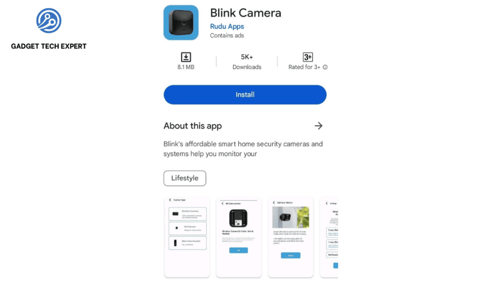 Blink camera App